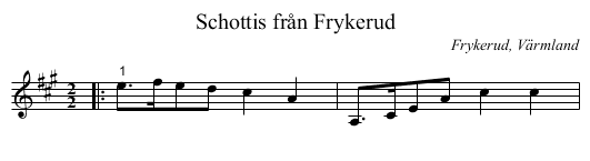 Schottis från Frykerud - staff notation