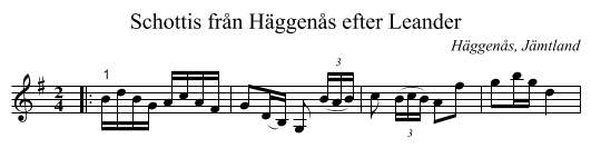 Schottis från Häggenås efter Leander - staff notation