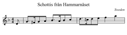 Schottis från Hammarnäset - staff notation