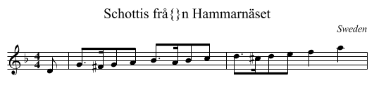 Schottis fr&aring;n Hammarnäset - staff notation