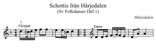 Schottis från Härjedalen - staff notation