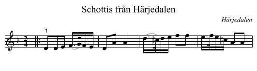 Schottis från Härjedalen - staff notation