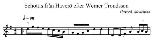 Schottis från Haverö efter Werner Trondsson - staff notation
