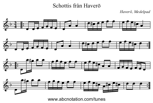 Schottis från Haverö - staff notation