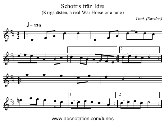 Schottis fr&aring;n Idre - staff notation