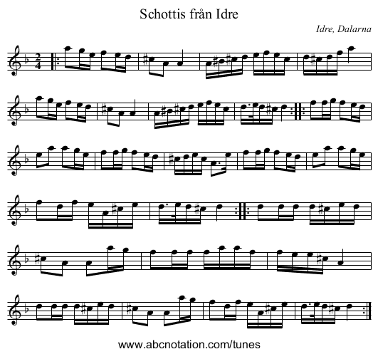 Schottis från Idre - staff notation
