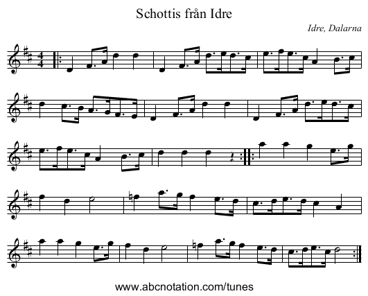 Schottis från Idre - staff notation