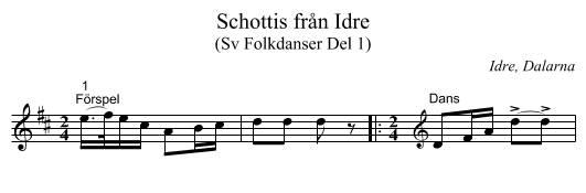 Schottis från Idre - staff notation