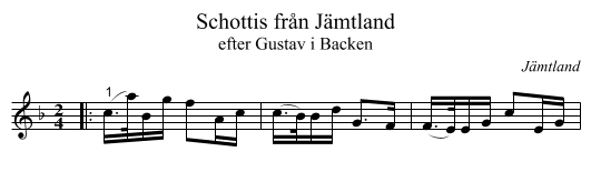 Schottis från Jämtland - staff notation