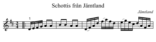 Schottis från Jämtland - staff notation