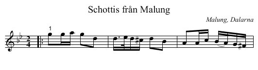 Schottis från Malung - staff notation