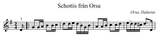 Schottis från Orsa - staff notation
