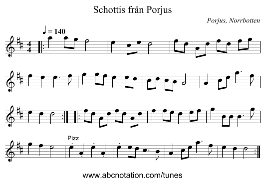Schottis från Porjus - staff notation