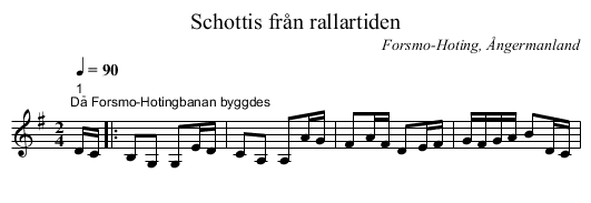 Schottis från rallartiden - staff notation