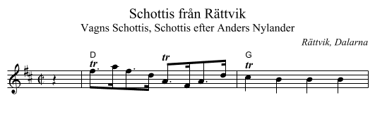 Schottis från Rättvik - staff notation