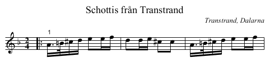 Schottis från Transtrand - staff notation
