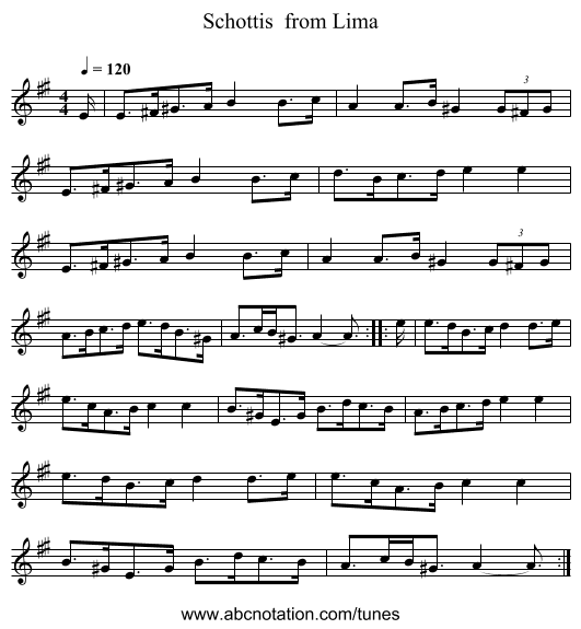 Schottis  from Lima - staff notation