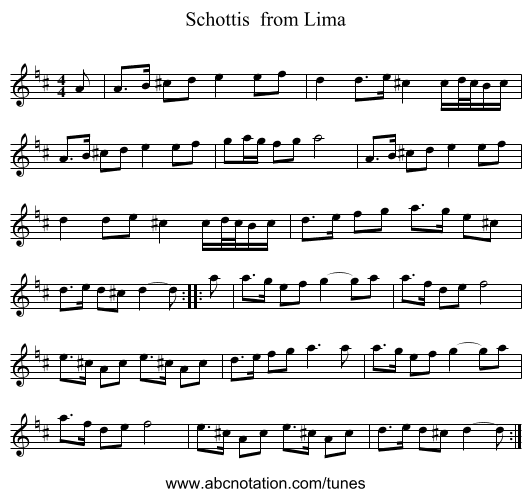 Schottis  from Lima - staff notation
