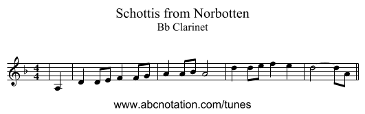 Schottis from Norbotten - staff notation