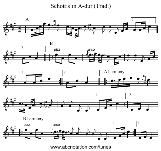 Schottis in A-dur (Trad.) - staff notation