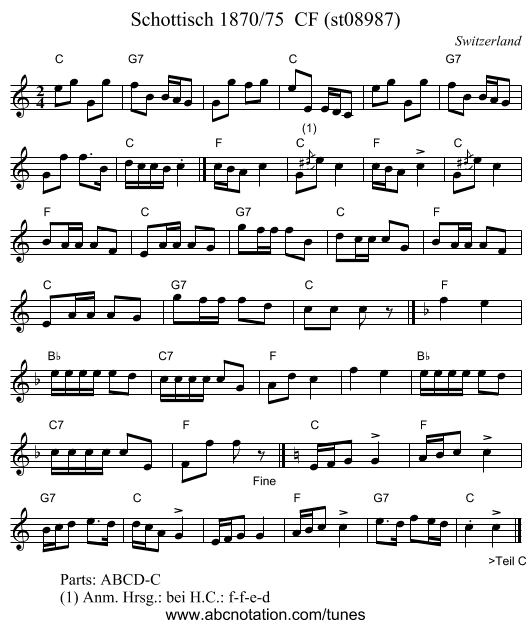 Schottisch 1870/75 CF (st08987) - staff notation