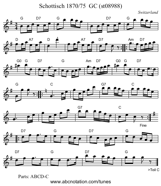 Schottisch 1870/75 GC (st08988) - staff notation