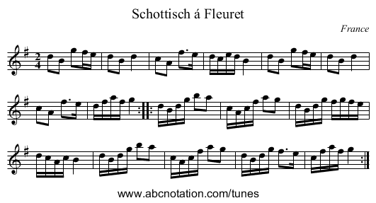 Schottisch á Fleuret - staff notation