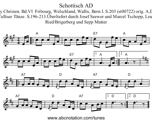 Schottisch AD - staff notation