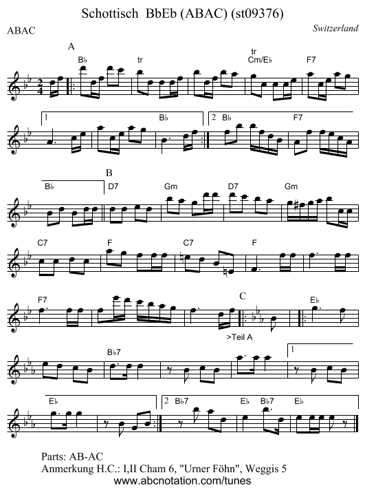 Schottisch BbEb (ABAC) (st09376) - staff notation