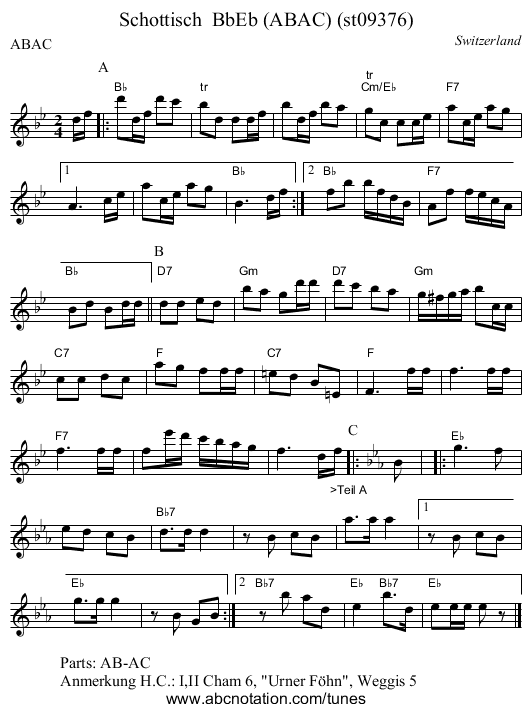 Schottisch BbEb (ABAC) (st09376) - staff notation