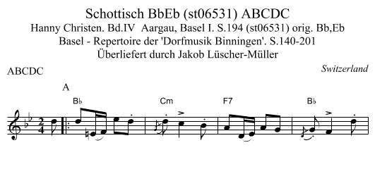 Schottisch BbEb (st06531) ABCDC - staff notation