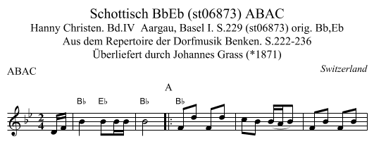 Schottisch BbEb (st06873) ABAC - staff notation