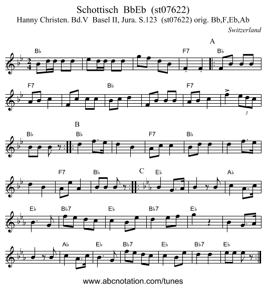 Schottisch BbEb (st07622) - staff notation
