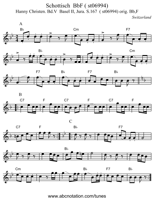 Schottisch BbF ( st06994) - staff notation