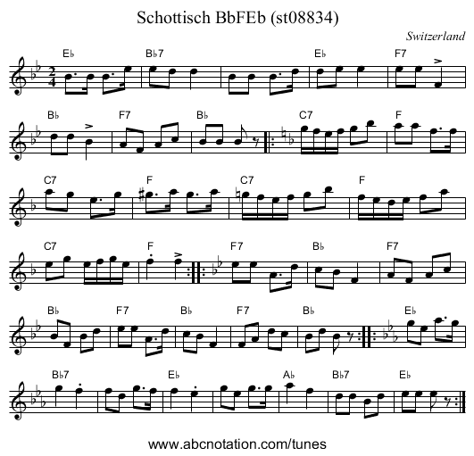 Schottisch BbFEb (st08834) - staff notation
