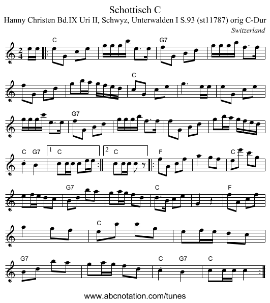 Schottisch C - staff notation