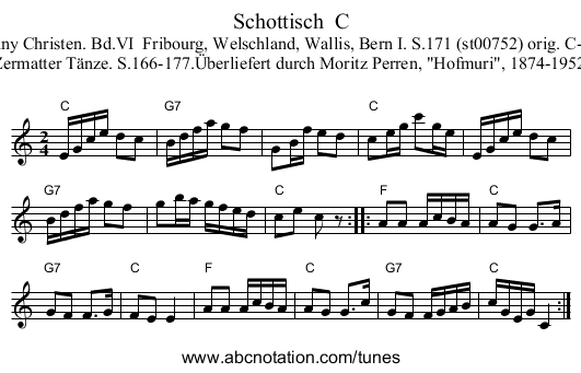 Schottisch  C - staff notation