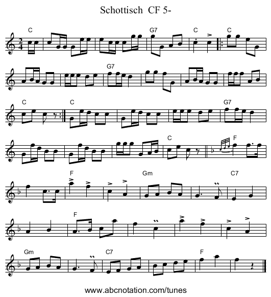 Schottisch CF 5- - staff notation