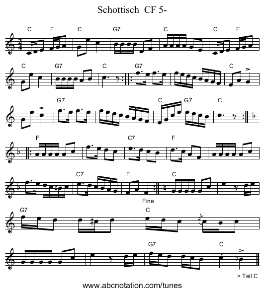 Schottisch CF 5- - staff notation