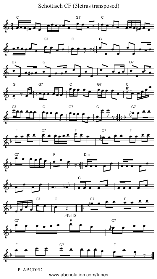 Schottisch CF (5letras transposed) - staff notation