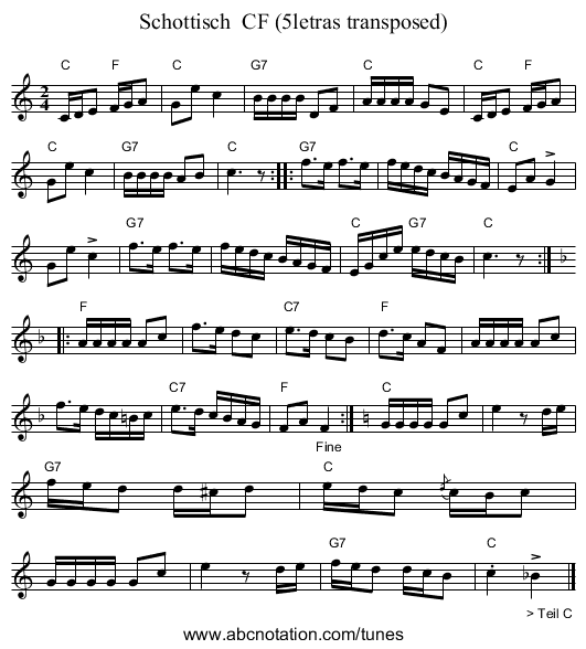 Schottisch  CF (5letras transposed) - staff notation