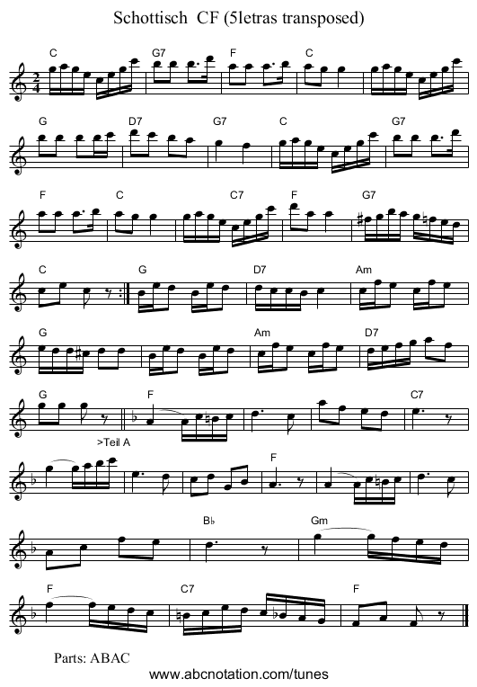 Schottisch  CF (5letras transposed) - staff notation
