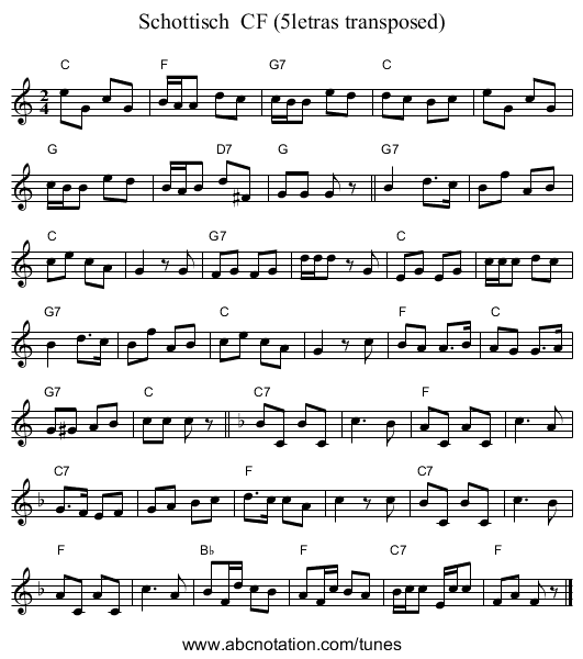 Schottisch  CF (5letras transposed) - staff notation