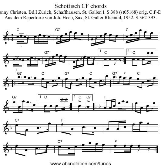 Schottisch CF chords - staff notation
