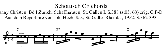 Schottisch CF chords - staff notation