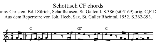 Schottisch CF chords - staff notation