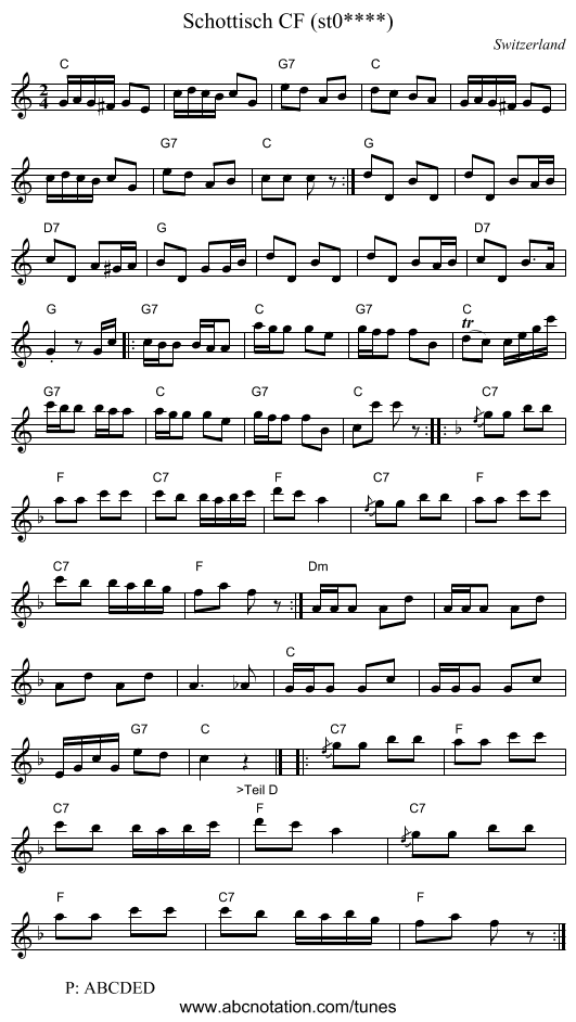 Schottisch CF (st0****) - staff notation