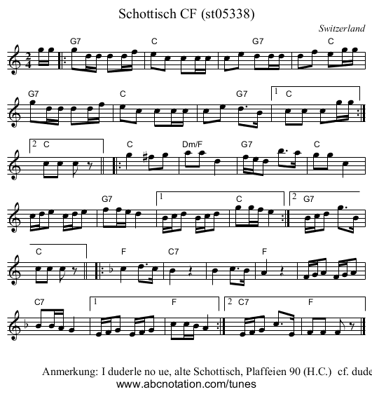 Schottisch CF (st05338) - staff notation