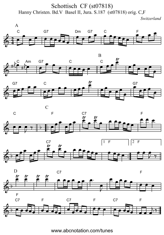 Schottisch  CF (st07818) - staff notation
