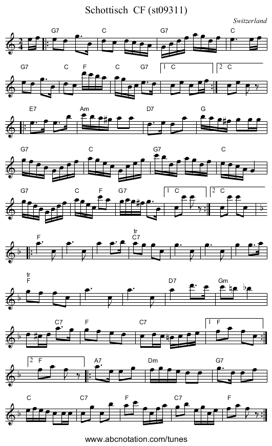 Schottisch  CF (st09311) - staff notation